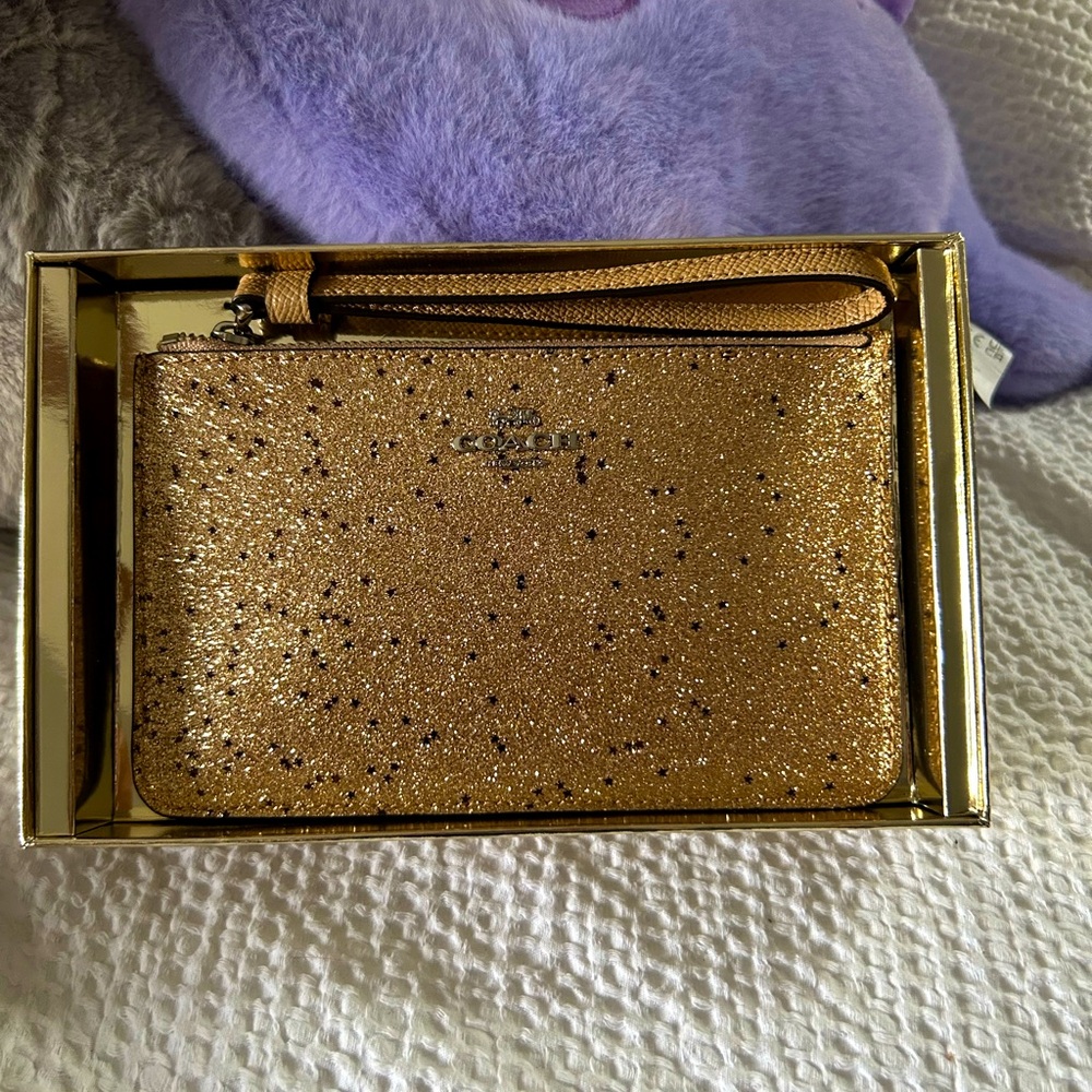Brand new with box Coach gold sparkle wristlet